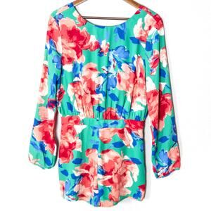 Lulus Floral Romper Green Red Size Large Tropicalcore Resort Vacation